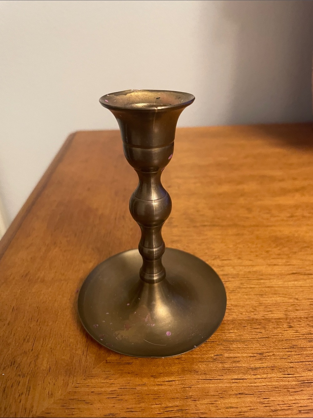 Vintage Brass Taper Candlestick with Circular Base